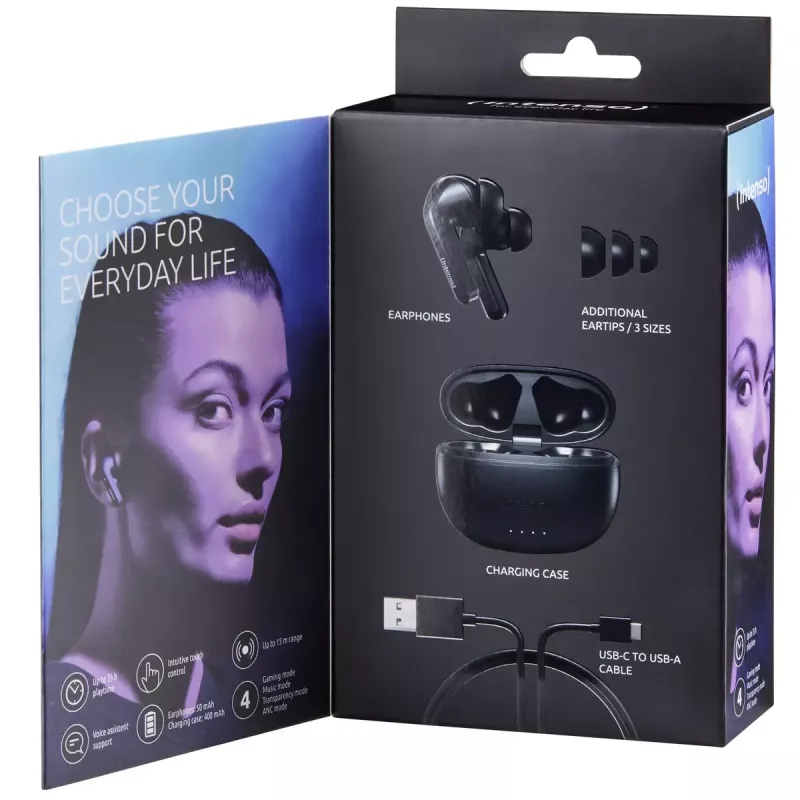 Intenso Black Buds T300A belaidės ausinės