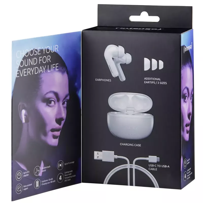 Ausinės Intenso White Buds T302A