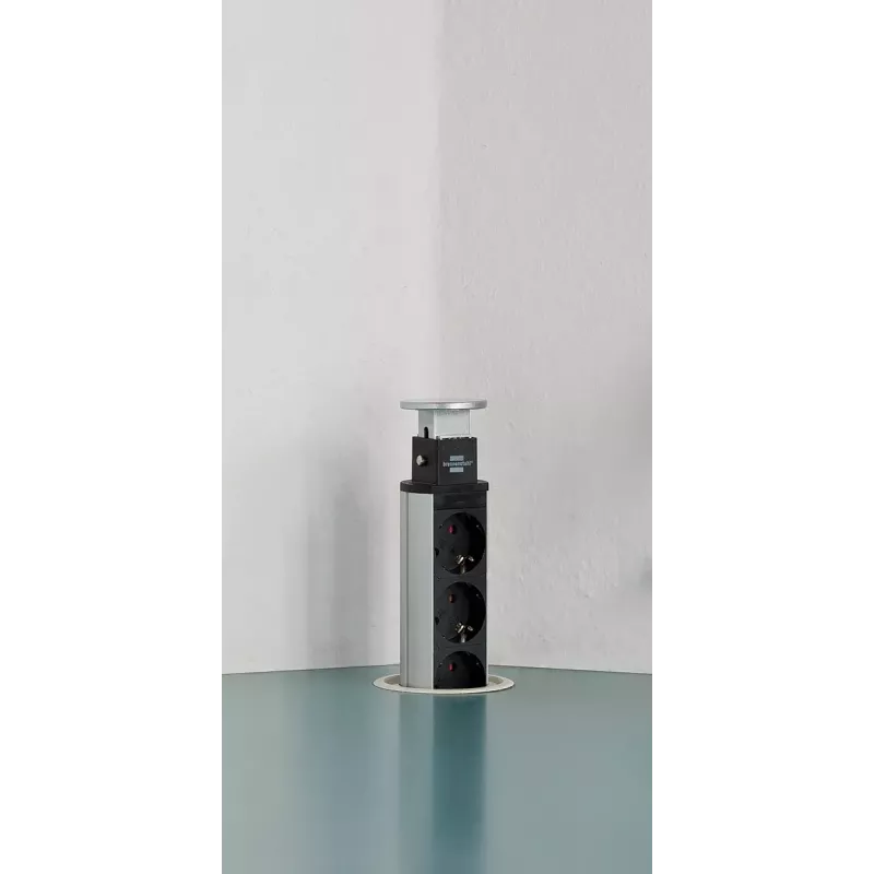 Įtraukiamas kištukinis lizdas Brennenstuhl 1396200013 2m 3 AC lizdai vidaus montavimui aliuminis juodas