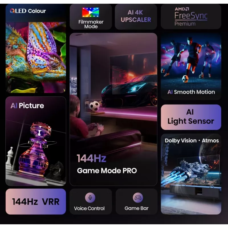 Hisense 43E77Q PRO 109,2 cm (43 inch) 4K Ultra HD QLED Smart TV Wi-Fi Juoda
