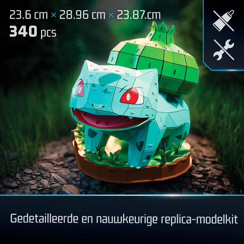 4D Build Pokémon Bulbazaur 3D modelio rinkinys, Kanto pirmųjų partnerių kolekcija, 195 detalės, nuo 12 metų