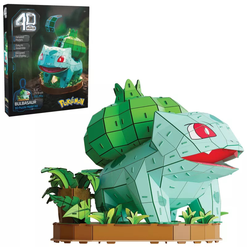 4D Build Pokémon Bulbazaur 3D modelio rinkinys, Kanto pirmųjų partnerių kolekcija, 195 detalės, nuo 12 metų