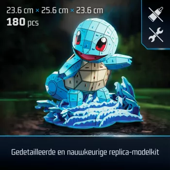 4D Build Pokémon Squirtle 3D modelio rinkinys – Kanto Pirmųjų Partnerių kolekcija, 180 dalių, nuo 12 metų