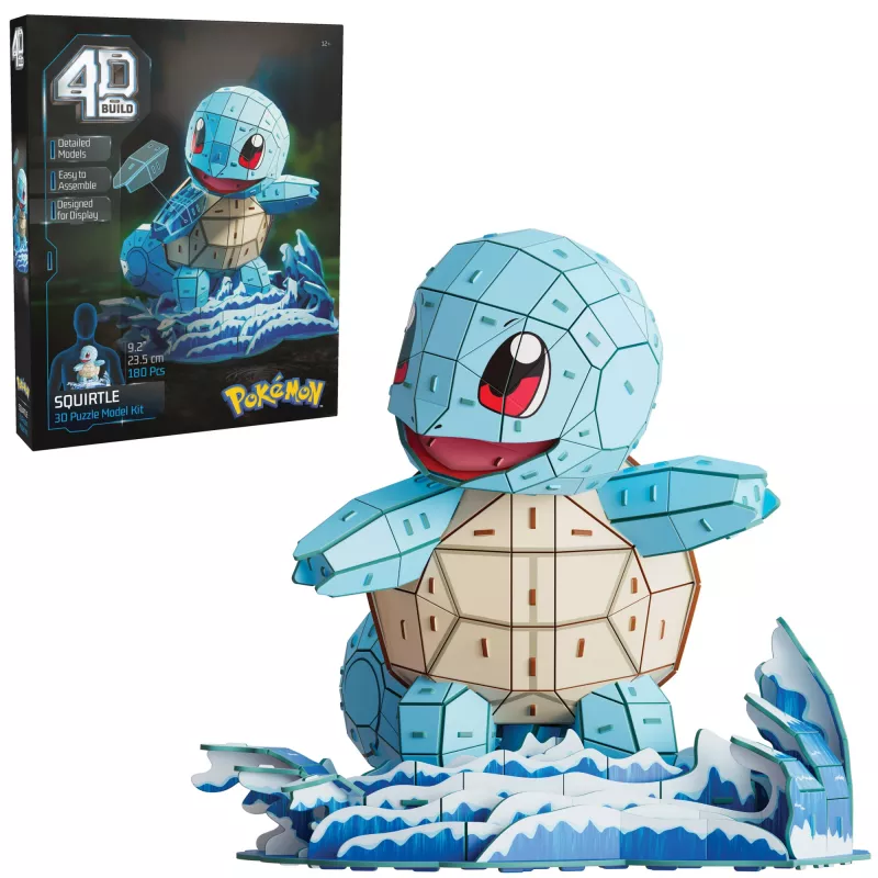 4D Build Pokémon Squirtle 3D modelio rinkinys – Kanto Pirmųjų Partnerių kolekcija, 180 dalių, nuo 12 metų