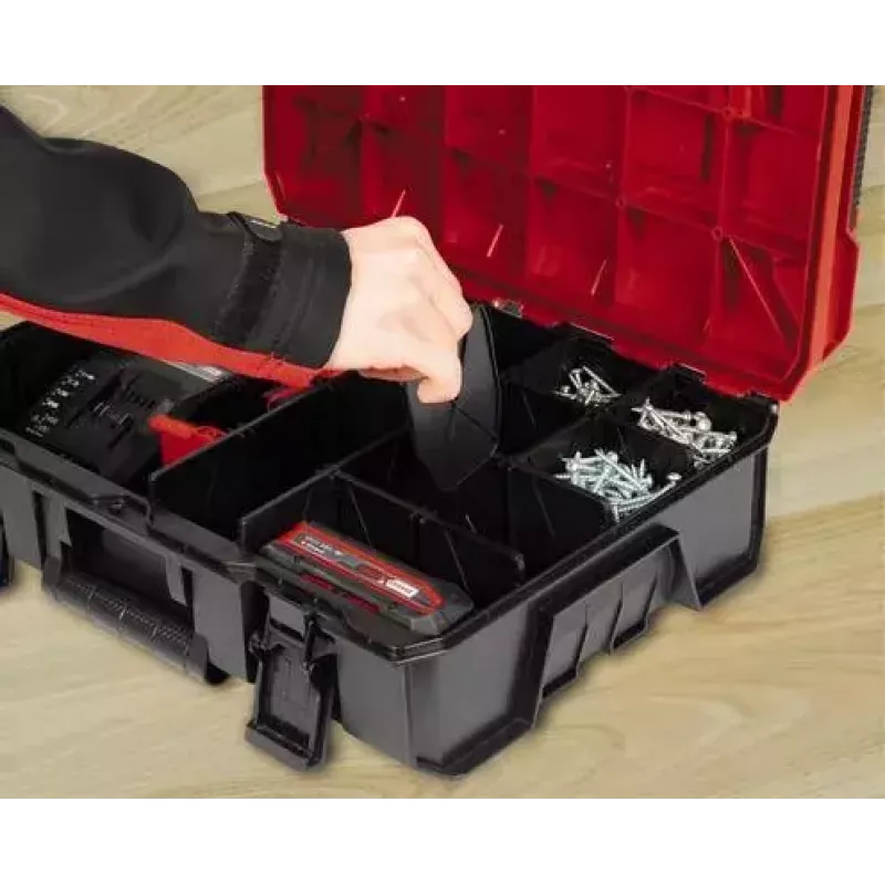 Dėžutė smulkioms detalėms Einhell E-Case S-F polipropilenas juoda raudona 42x28x9.5 cm