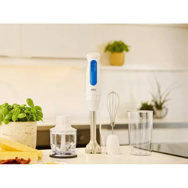 Panardintuvas Braun Household MultiQuick 3 MQ30202M, 900 W, baltas/mėlynas, su pjaustytuvu ir plaktuvu