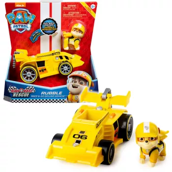 PAW Patrol Ready, Race, Rescue Rubble’s Race & Go Deluxe Transporto priemonė su garsais, 3+