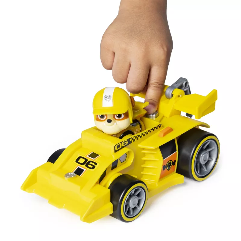 PAW Patrol Ready, Race, Rescue Rubble’s Race & Go Deluxe Transporto priemonė su garsais, 3+