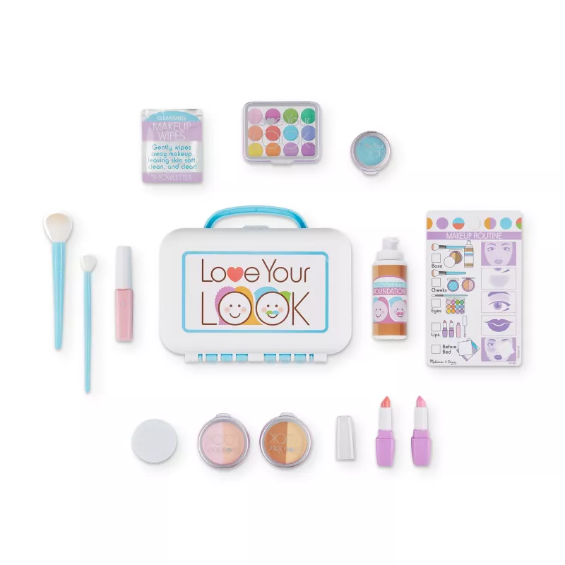 Melissa & Doug Love Your Look Apsimestinis Makiažo Rinkinys – 16 dalių, be netvarkos (NE TIKRI KOSMETIKA)