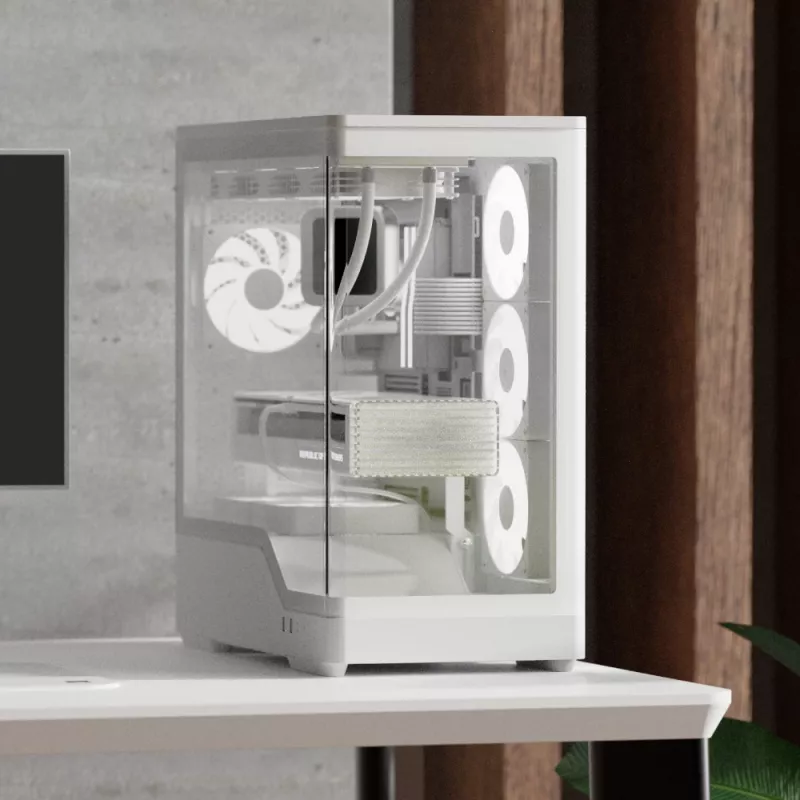 Korpusas AEROCOOL Geh Midi P500A White – vidutinis ATX bokštas, baltas