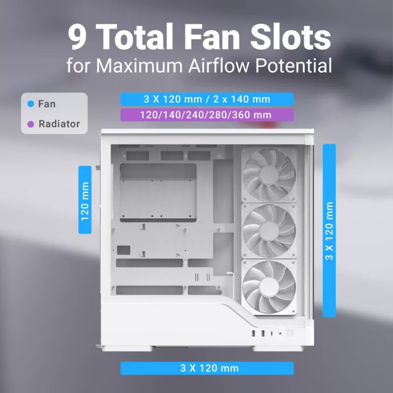 Korpusas AEROCOOL Geh Midi P500A White – vidutinis ATX bokštas, baltas