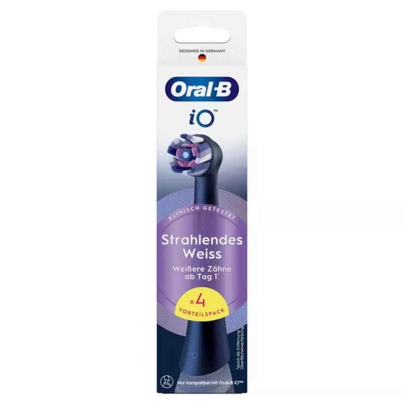 Oral-B iO Radiant White keičiamų šepetėlių galvutės, 4 vnt., juodos