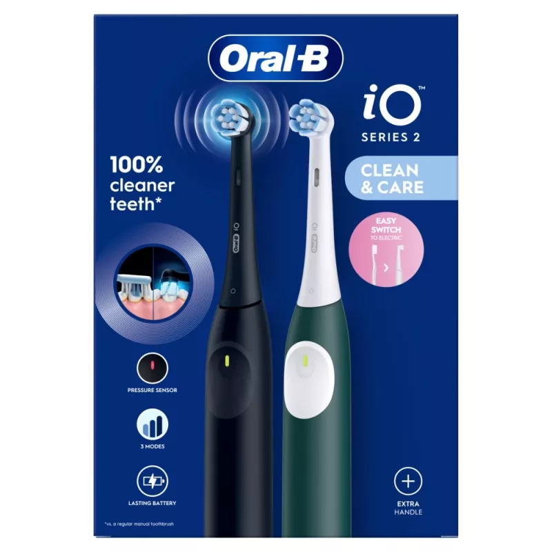 BRAUN Oral-B iO Series 2 Duo Black/Green, įkraunamas elektrinis dantų šepetėlis, modelis 62418