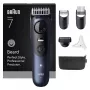 Braun BeardTrimmer 7 BT7520 barzdos kirpimo mašinėlė, baterija, 40 ilgio nustatymų, 0,5–20 mm, šlapiai ir sausai, juoda, mėlyna