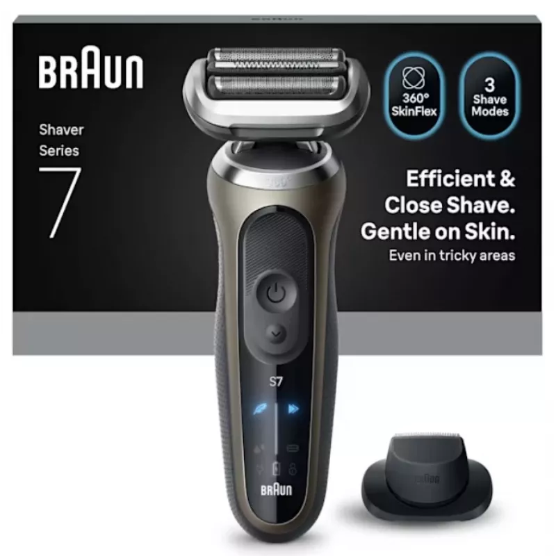 Braun Series 7 72-C1200s elektrinis skustuvas – šlapiam ir sausam skutimuisi, juodos/bronzos spalvos, nerūdijantis plienas