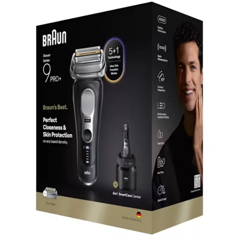 Folijinis skustuvas Braun Series 9 Pro+ 9660CC juodas sidabrinis nerūdijantis plienas