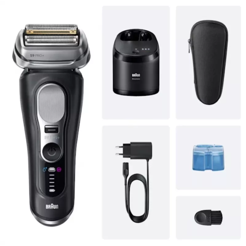 Folijinis skustuvas Braun Series 9 Pro+ 9660CC juodas sidabrinis nerūdijantis plienas