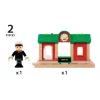 Modelinio geležinkelio garso ir įrašų stotelė Ravensburger – BRIO, 3 dalių, AA baterijos, juoda/žalia/raudona