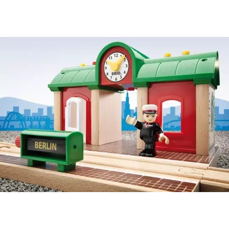 Modelinio geležinkelio garso ir įrašų stotelė Ravensburger – BRIO, 3 dalių, AA baterijos, juoda/žalia/raudona