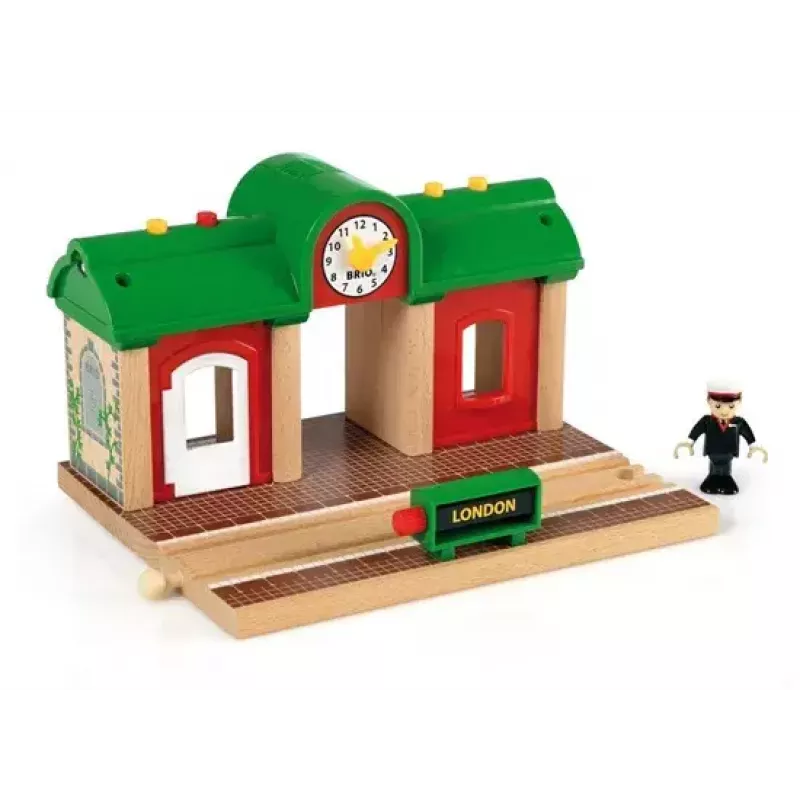 Modelinio geležinkelio garso ir įrašų stotelė Ravensburger – BRIO, 3 dalių, AA baterijos, juoda/žalia/raudona