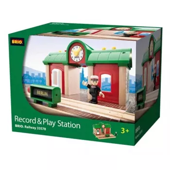 Modelinio geležinkelio garso ir įrašų stotelė Ravensburger – BRIO, 3 dalių, AA baterijos, juoda/žalia/raudona