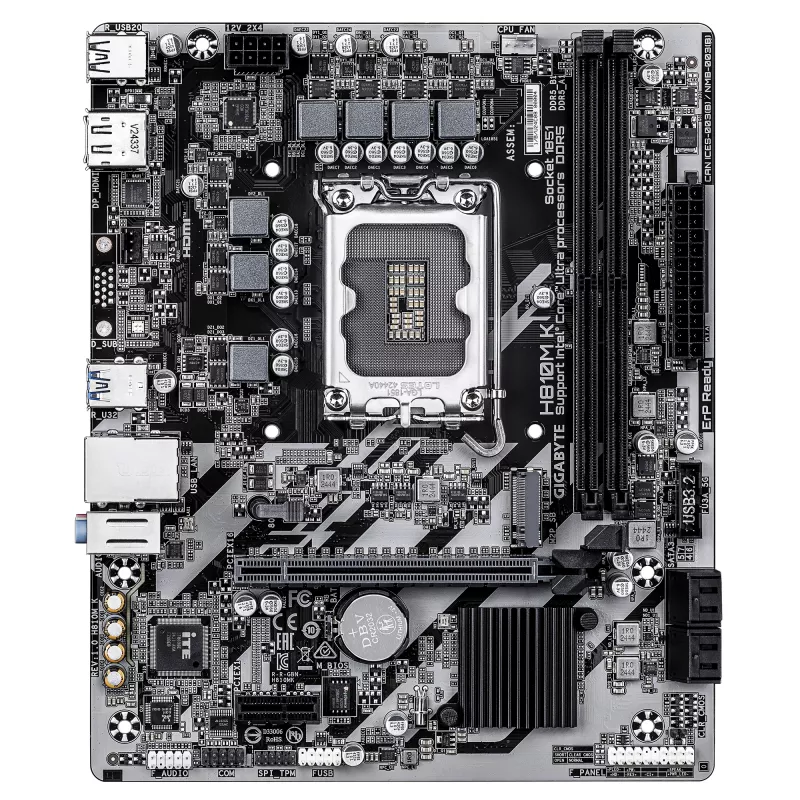GIGABYTE H810M K Micro ATX pagrindinė plokštė Intel Core Ultra (2 serija) — LGA 1851, DDR5 iki 6400 MHz, 1x PCIe 4.0 M.2, 1GbE