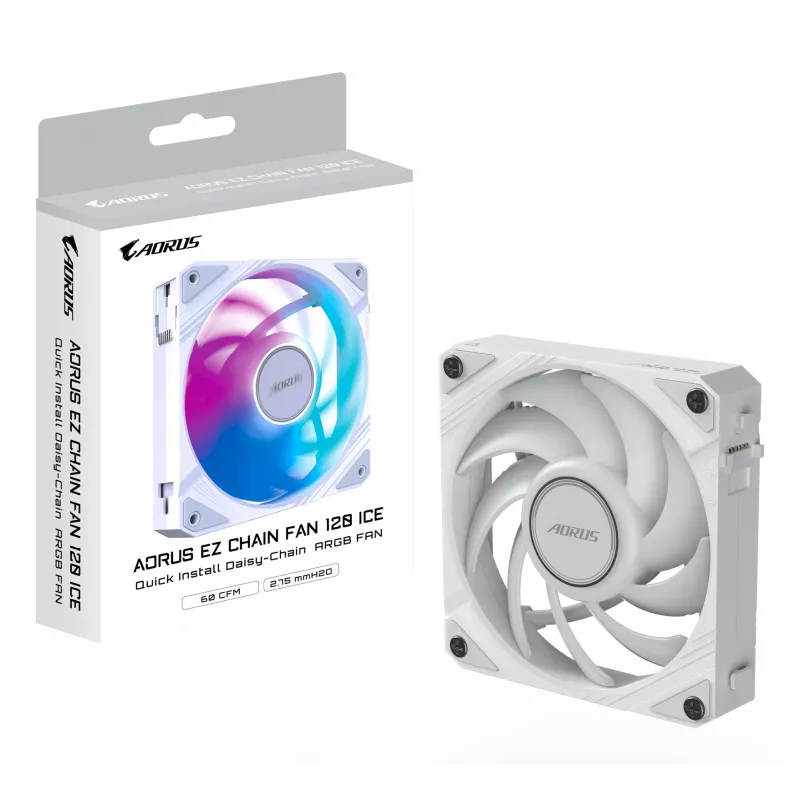 GIGABYTE AORUS EZ CHAIN FAN 120 ICE 12 cm baltas ventiliatorius skysčio aušintuvui