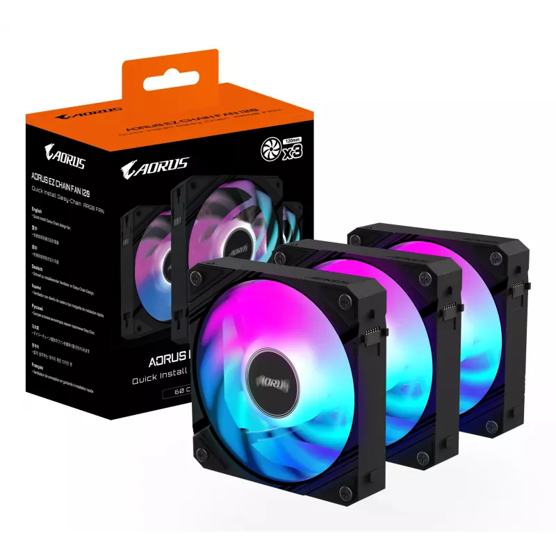 GIGABYTE AORUS EZ CHAIN FAN 120 (3 vnt.) pagrindinė plokštė 12 cm juoda 3 vnt.
