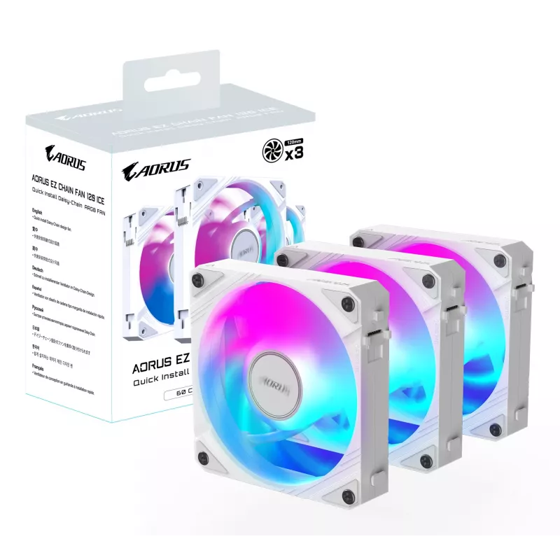 GIGABYTE AORUS EZ CHAIN FAN 120 ICE ventiliatorius 12 cm baltas 1 vnt.