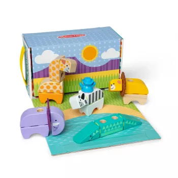 Konstrukcinis žaidimų rinkinys Spin Master Melissa & Doug Blockables Safari Playset – figūrėlės ir sukraunami blokeliai