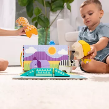 Konstrukcinis žaidimų rinkinys Spin Master Melissa & Doug Blockables Safari Playset – figūrėlės ir sukraunami blokeliai