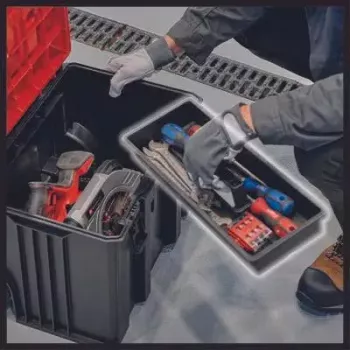 Įrankių dėžė Einhell E-Case L, polipropilenas, juoda/raudona, 41,5x27,3x32 cm