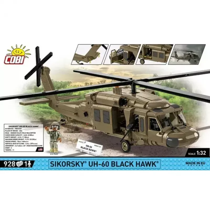 Konstruktorius Cobi Sikorsky UH-60 Black Hawk 928 kaladėlių, modelis COBI-5906