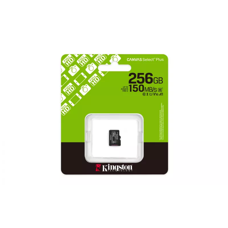 Kingston Technology 256GB microSDXC Canvas Select Plus Gen3 150R A1 vienetinis paketas be adapterio