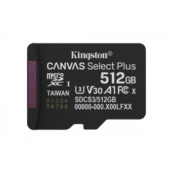 Kingston Canvas Select Plus microSDXC 512GB (UHS-I, A1, V30, 150MB/s)