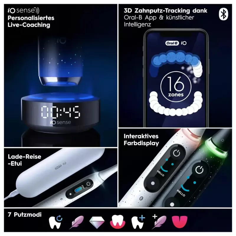 Oral-B iO iO10 suaugusiųjų besisukantis dantų šepetėlis Juodas