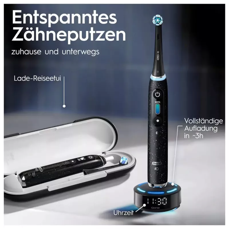 Oral-B iO iO10 suaugusiųjų besisukantis dantų šepetėlis Juodas
