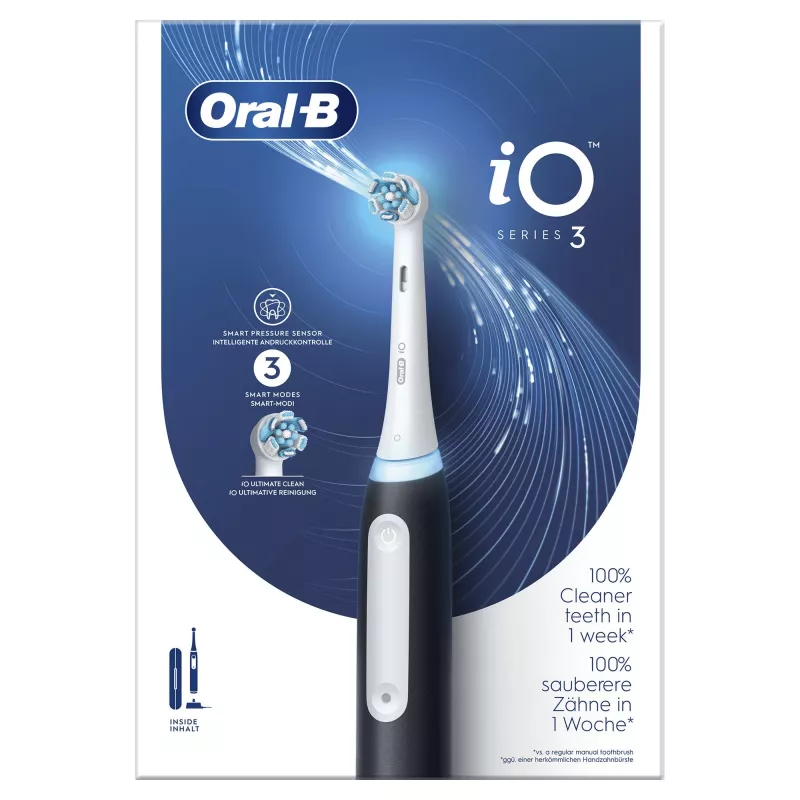 Oral-B elektrinis dantų šepetėlis suaugusiems besisukantis-osciliuojantis juodas baltas