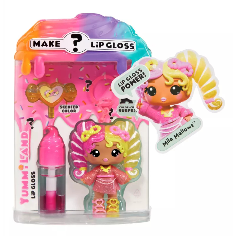 MGA Entertainment Yummiland Paslaptingos spalvos lūpų blizgesio lėlė - Mila Mallows