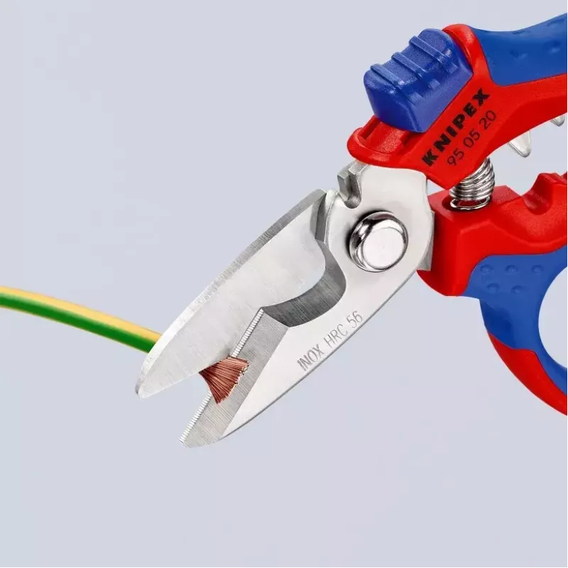 Knipex 95 05 20 SB replės, nerūdijančio plieno ašmenys, plastikinė rankena, mėlyna/raudona