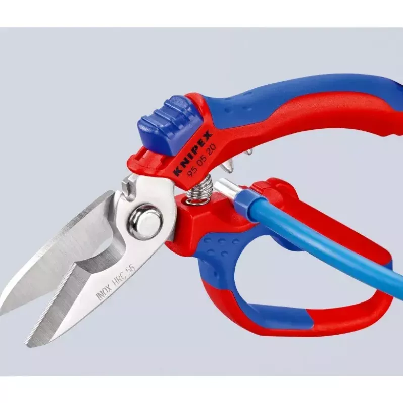 Knipex 95 05 20 SB replės, nerūdijančio plieno ašmenys, plastikinė rankena, mėlyna/raudona