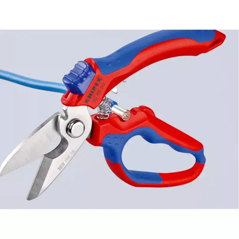 Knipex 95 05 20 SB replės, nerūdijančio plieno ašmenys, plastikinė rankena, mėlyna/raudona