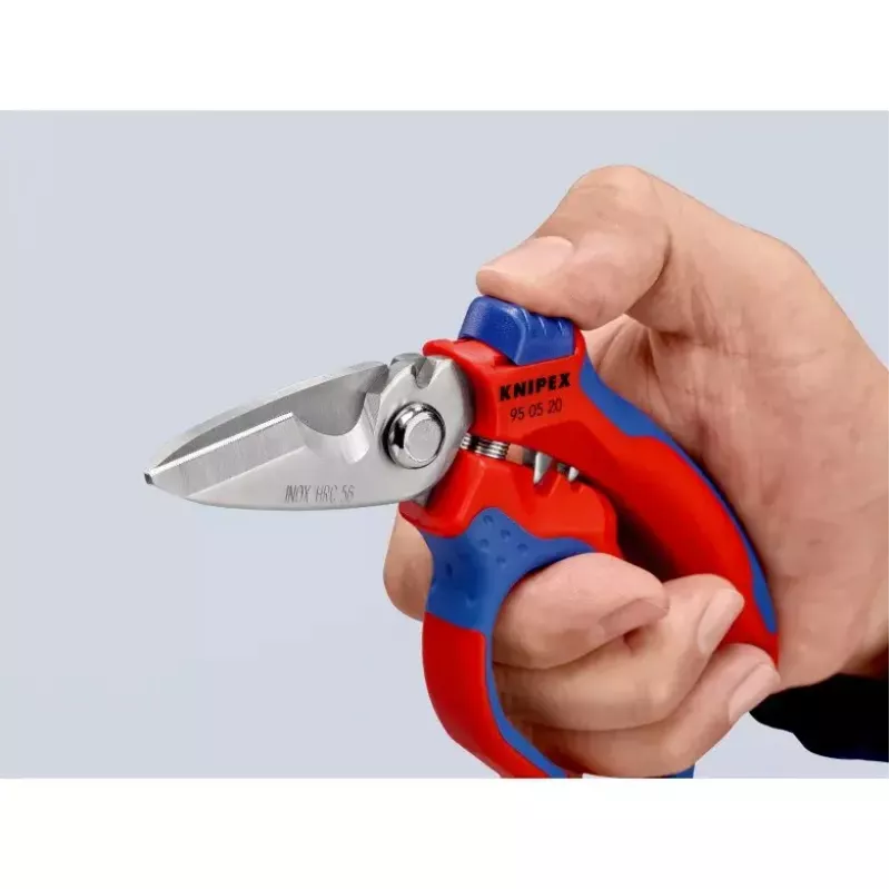 Knipex 95 05 20 SB replės, nerūdijančio plieno ašmenys, plastikinė rankena, mėlyna/raudona