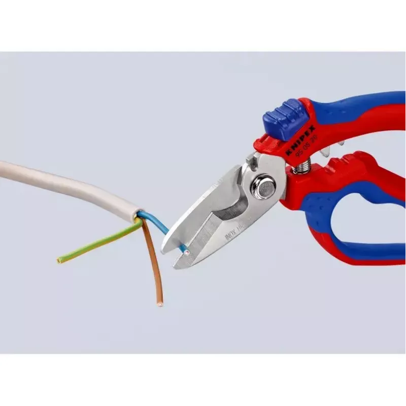 Knipex 95 05 20 SB replės, nerūdijančio plieno ašmenys, plastikinė rankena, mėlyna/raudona