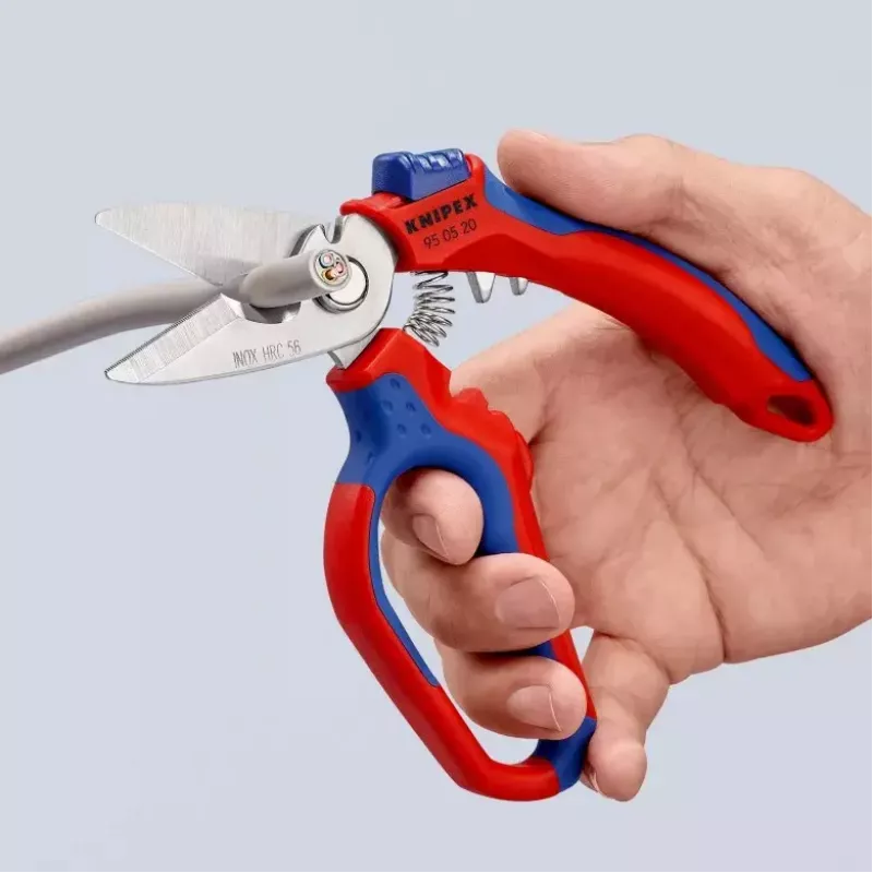 Knipex 95 05 20 SB replės, nerūdijančio plieno ašmenys, plastikinė rankena, mėlyna/raudona