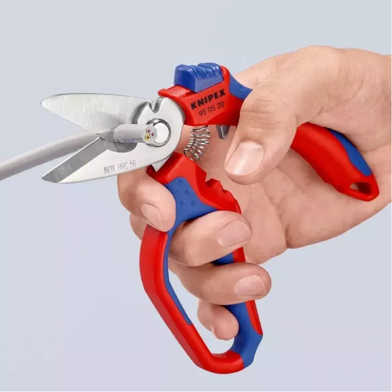 Knipex 95 05 20 SB replės, nerūdijančio plieno ašmenys, plastikinė rankena, mėlyna/raudona