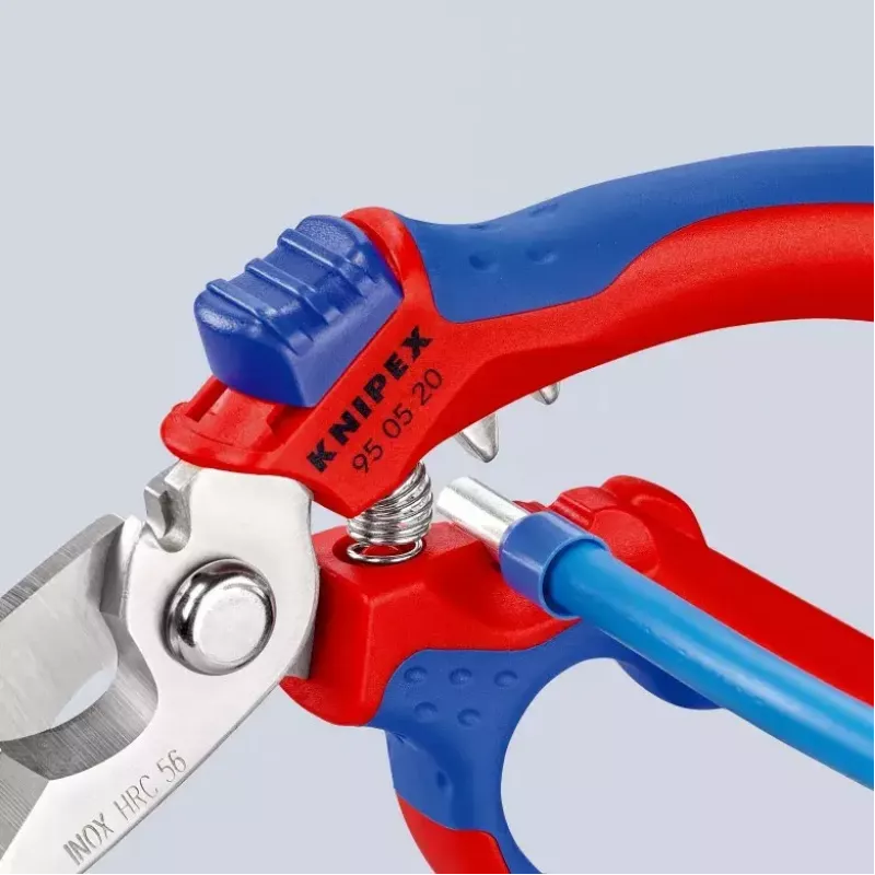 Knipex 95 05 20 SB replės, nerūdijančio plieno ašmenys, plastikinė rankena, mėlyna/raudona