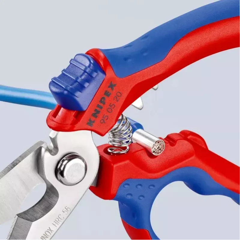 Knipex 95 05 20 SB replės, nerūdijančio plieno ašmenys, plastikinė rankena, mėlyna/raudona