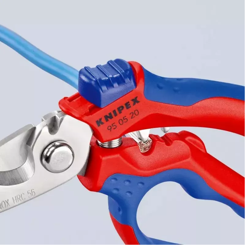 Knipex 95 05 20 SB replės, nerūdijančio plieno ašmenys, plastikinė rankena, mėlyna/raudona