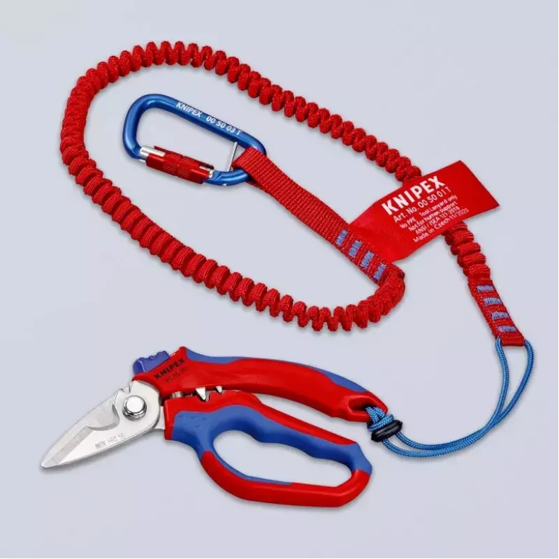 Knipex 95 05 20 SB replės, nerūdijančio plieno ašmenys, plastikinė rankena, mėlyna/raudona